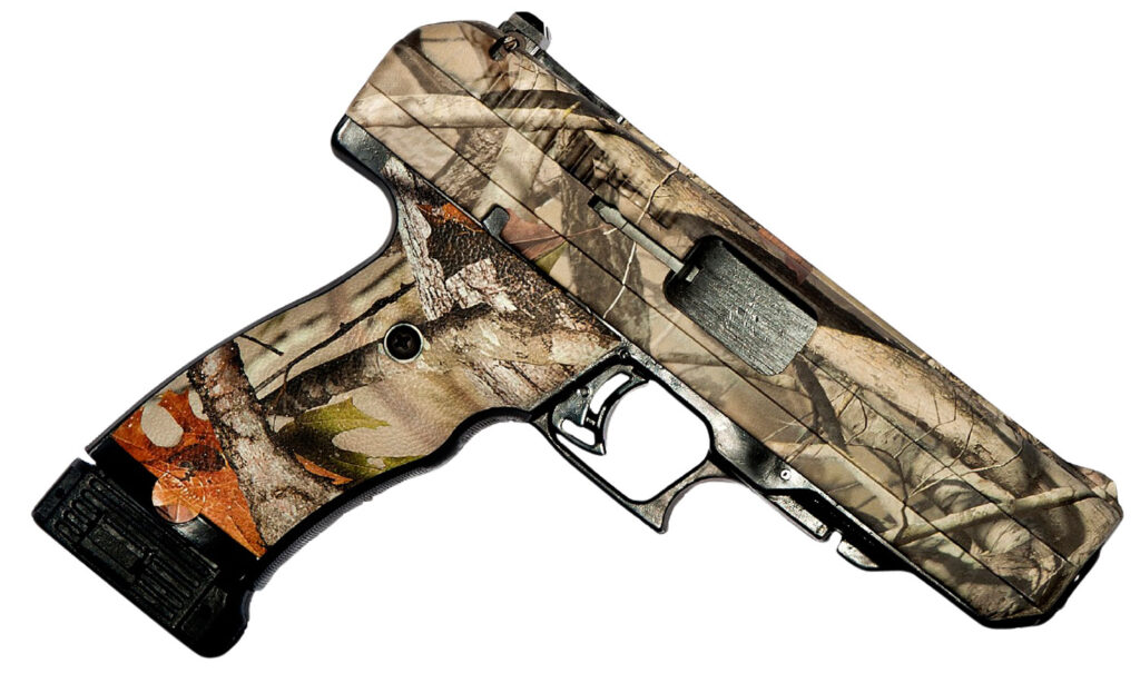 Hi-Point 34010WC JCP  40 S&W 10+1, 4.50″ Black Steel Barrel, Hydro-Dipped Woodland Camo Serrated Steel Slide, Hydro-Dipped Woodland Camo Polymer Frame w/Picatinny Rail & Grip