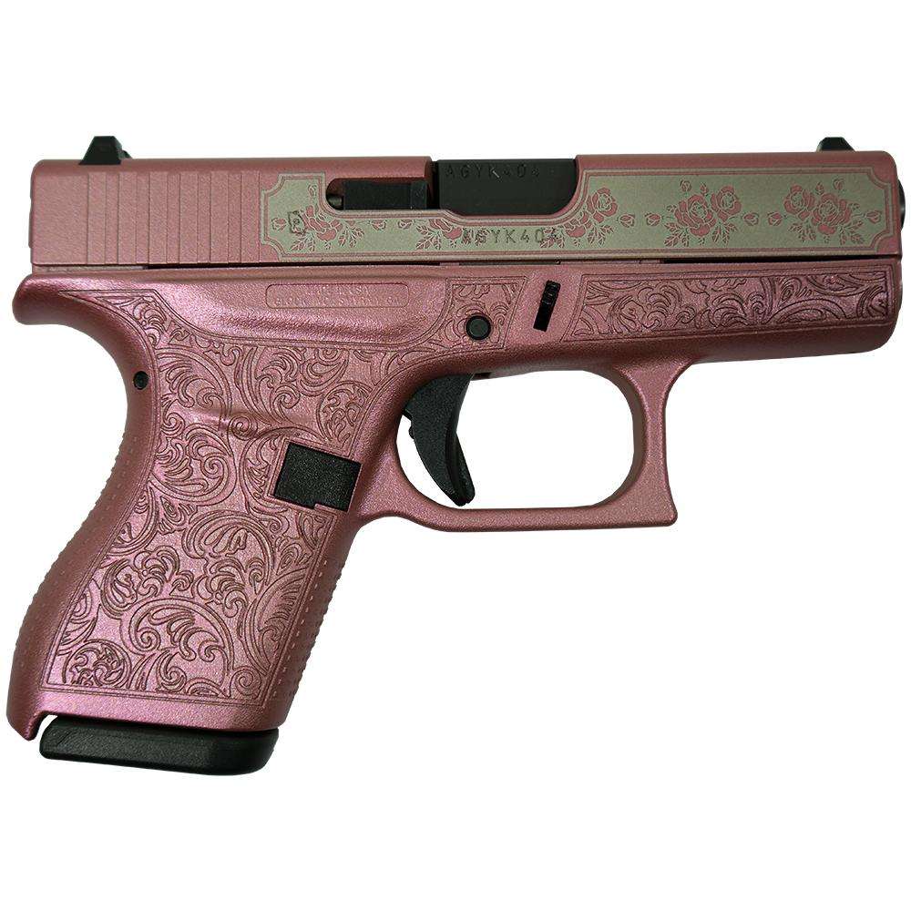 Glock 42 Custom “Glock & Roses Medusa Pink” Subcompact Handgun .380 ACP 6rd Magazines (2) 3.2″ Barrel USA