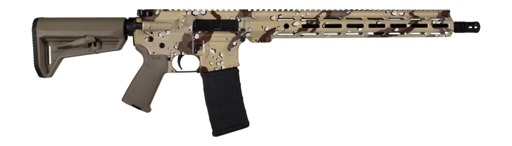 Shark Coast Tactical 300-225-1000-20 Chocolate Chip 5.56 NATO 30+1 16″ Black Melonite Threaded Barrel, Hydro-Dipped Chocolate Chip Aluminum Receiver w/Picatinny Rail, M-LOK Handguard, Magpul Collapsib