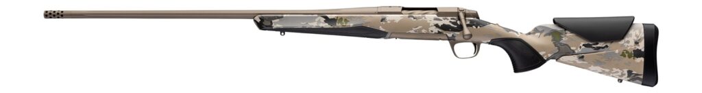 Browning 036125297 X-Bolt 2 Speed Full Size 300 PRC 3+1 26″ Smoked Bronze Cerakote Fluted Threaded Barrel & Steel Drilled & Tapped Receiver, Ovix Camo w/Black Overmold Adj Vari-Tech Synthetic Stock, L