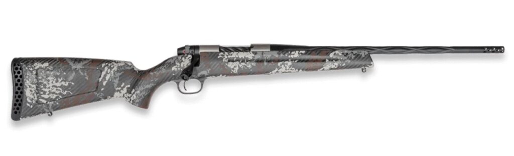 Weatherby MBP01N22CMR19B Mark V Capra 22 Creedmoor 2+1 17″ Graphite Black Cerakote Fluted Threaded Barrel Titanium Receiver Drilled & Tapped Receiver Exposed Carbon w/Gray, White & Rust Sponge Accents
