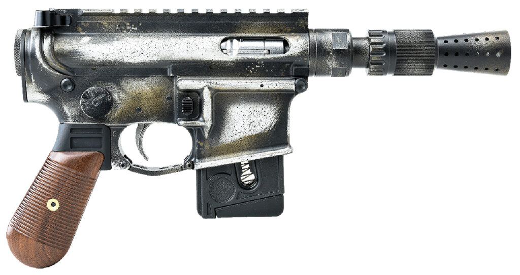 Battle Arms Development BAD-SOLO-BLASTER Solo Blaster  22 LR 10+1 5.38″ Silver Optic Ready Slide, 3-Tone Battle Worn Frame, Wood Grip, Custom Muzzle Device