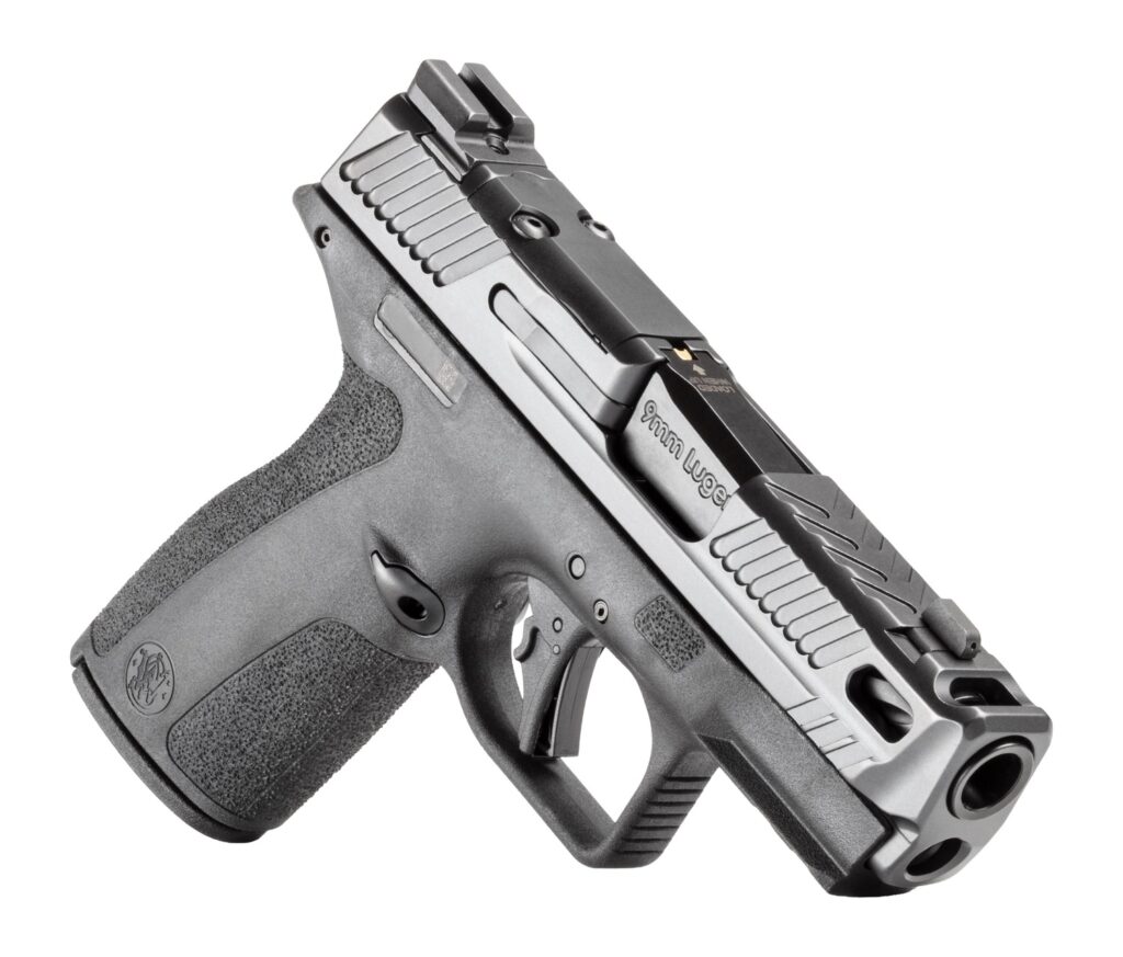 Smith & Wesson 14775 M&P9 Shield X Sub-Compact Frame 9mm Luger 10+1 3.60″ Black Armornite Fluted Ported Barrel, Black Armornite Stainless Steel Optic Ready/Serrated Slide, Black Polymer Frame w/Picati