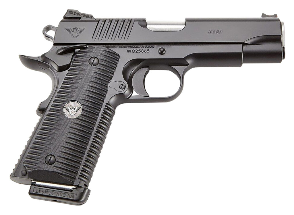Wilson Combat ACPFS45A ACP Full-Size SAO 45 ACP 5″ 8+1 Black Armor-Tuff Carbon Steel Frame/Slide Black G10 Eagle Claw Grips Ambi Thumb Safety