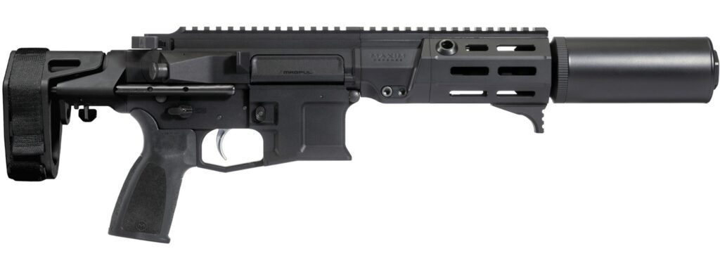 Maxim Defense MXM49701 PDX SD 5.56 NATO 20+1 5.50″ Black Integrated Suppressor Barrel, Black DLC Aluminum Receiver w/Picatinny Rail, M-Slot Handguard, Black Polymer Maxim CQB Brace, Polymer Grip