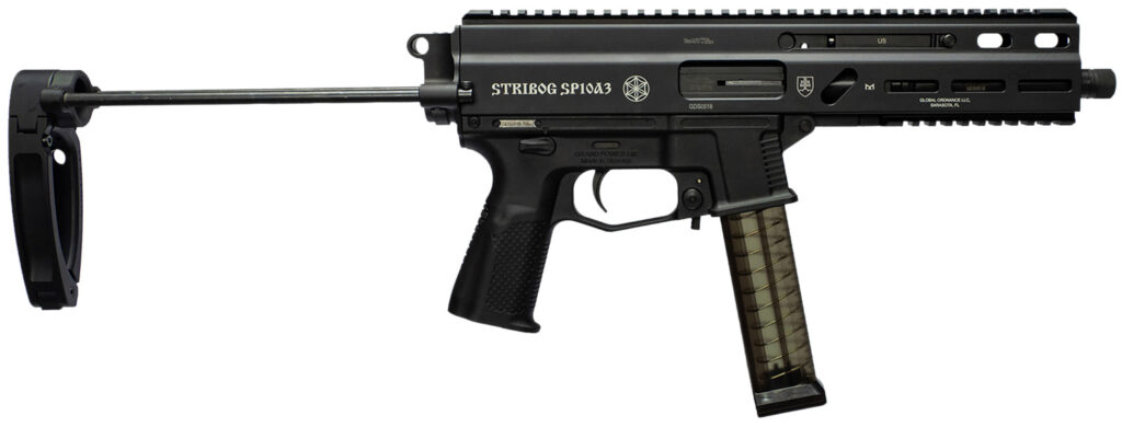 Grand Power 197892004855 SP10A3 Stribog 10mm Auto 20+1 8″ Black Threaded Barrel, Black Aluminum Picatinny Rail Receiver, Black Polymer PDW Tailhook Brace, Black Polymer Grip, Thread Protector