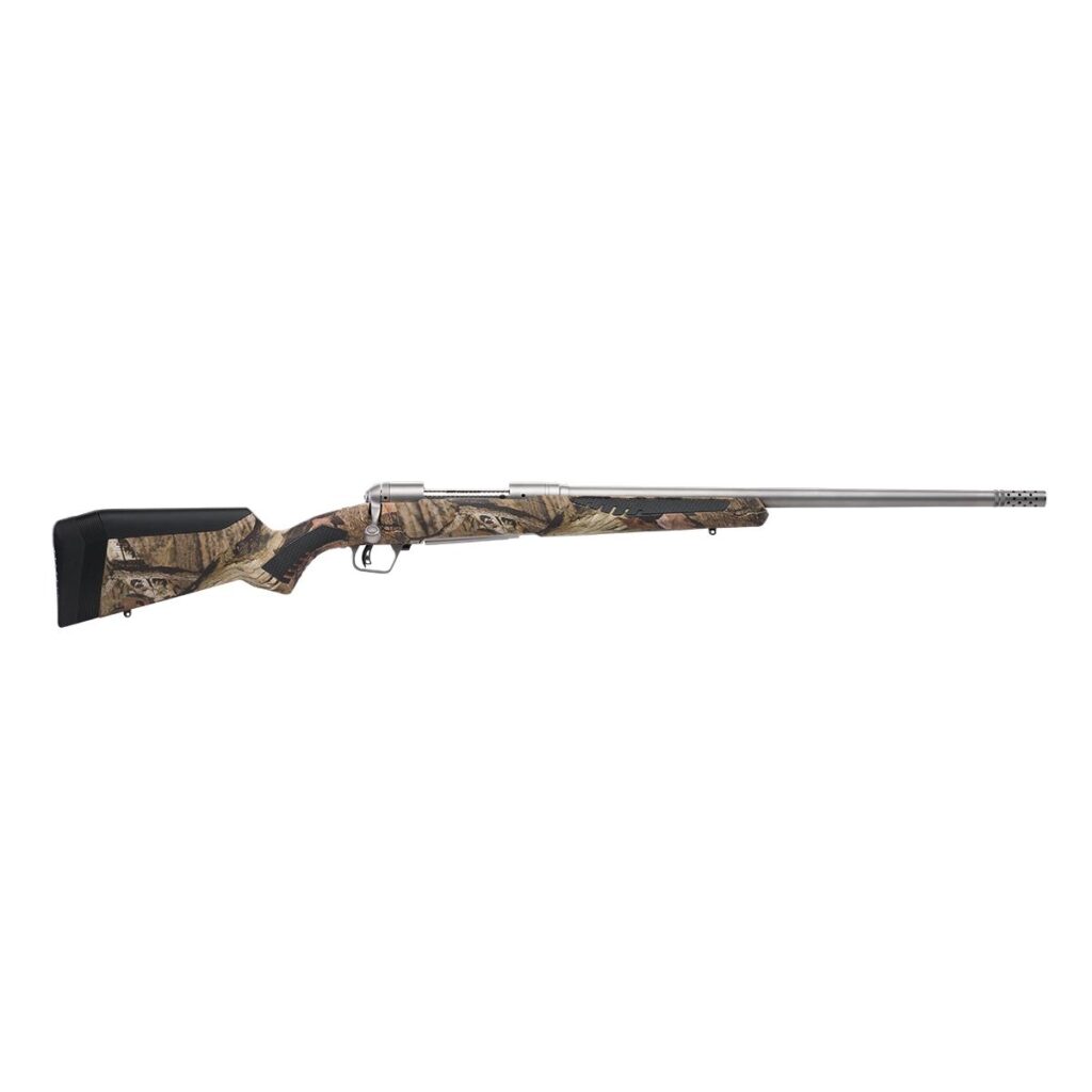 Savage 110 Bear Hunter Rifle 375 Ruger 3rd Capacity 23″ Threaded Barrel Mossy Oak Break-Up Synthetic Stock