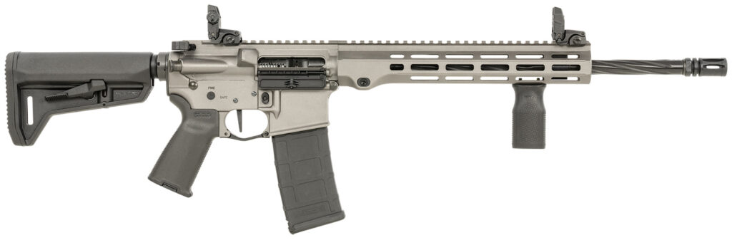 Maxim Defense MXM49734 MD15 L 5.56x45mm NATO 30+1 16″ Fluted Barrel, Sniper Gray Rec/M-LOK Handguard, Black Magpul Furniture, SL-K Stock, MBUS Sights, Blackout Defense Flat Trigger