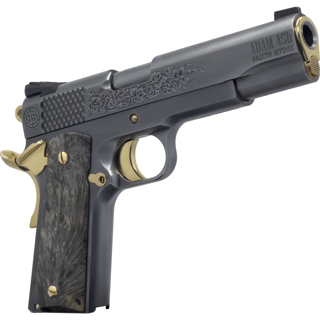 Dickinson LLC DKSN45TBP Adam 1911 Titan Full Size 45 ACP 8+1 5″ Black Barrel, Steel B Serrations Slide, Steel Frame w/Beavertail