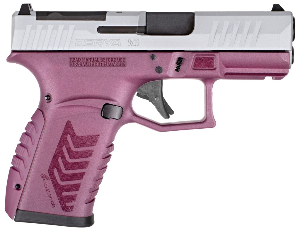 Derya Firearms DY9Z.BCS.TR DY9Z  Sports South Exclusive Micro-Compact 9mm Luger 15+1 3.50″ Black Barrel, Silver Optic Ready/Serrated Slide, Black Cherry Polymer Frame w/Accessory Rail, Interchangeable