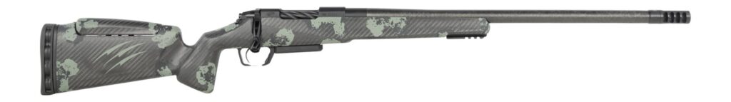 Fierce Firearms RIVSCX7PRC22BF Carbon Rival XP 2.0 7mm PRC 3+1 22″ Carbon Fiber Match Grade Barrel, Black Cerakote Stainless Steel Drilled & Tapped Receiver, Forest Camo Push Button Adj Cheek Piece Ca