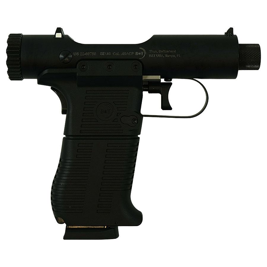 B&T Six45 Bolt Action Handgun .45 ACP 8rd Magazine 3.5″ Barrel Black Suppressor Sold Separately