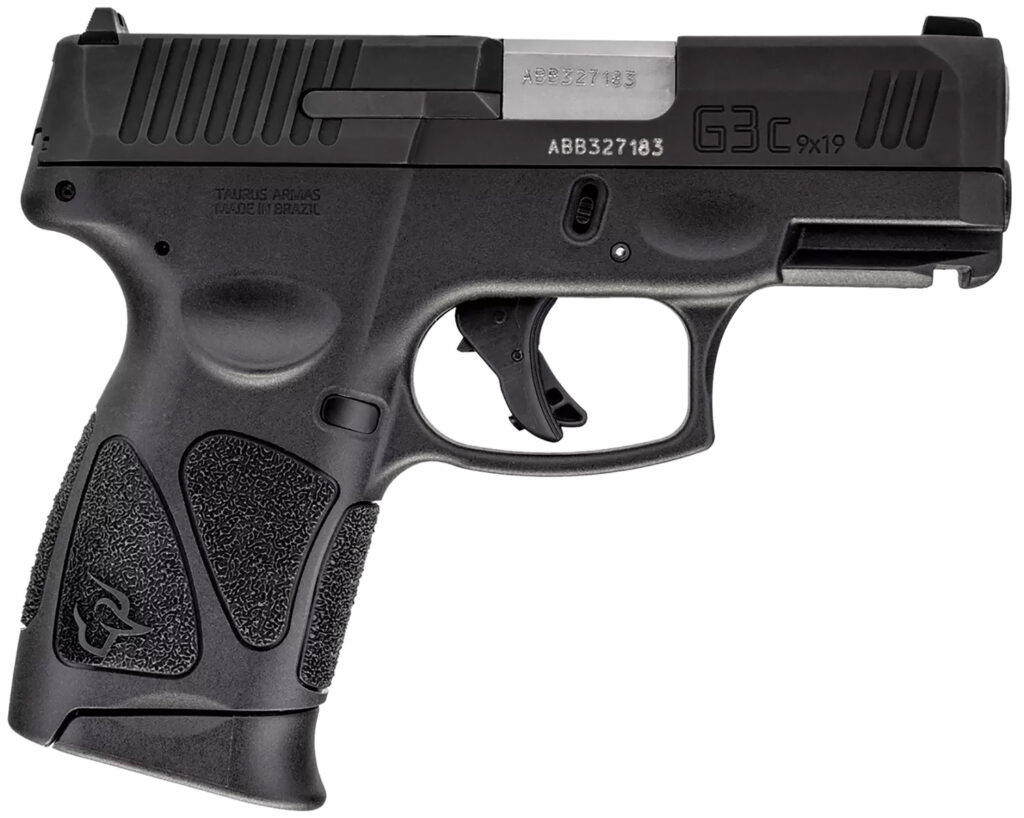 Taurus 1G3C9312X10 G3C  Compact Frame 9mm Luger 10+1 3.26″ Matte Stainless Steel Barrel, Matte Black Tenifer Serrated Steel Slide, Black Polymer Frame w/Picatinny Rail, Black Polymer Grip, Right Hand