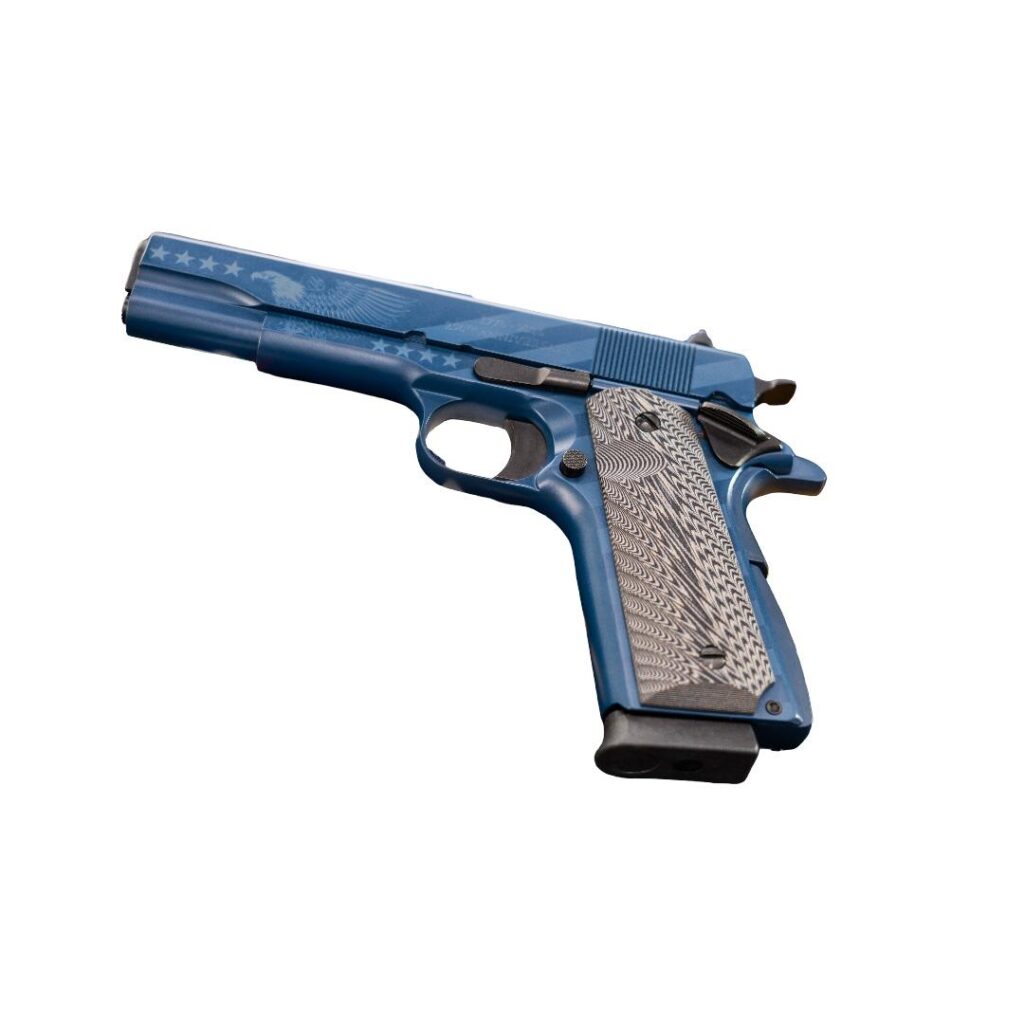 Chiappa 1911 250th Anniversary Handgun .45 Auto 8rd Magazine 5” Barrel Blue Navy Cerekote G10 Grips