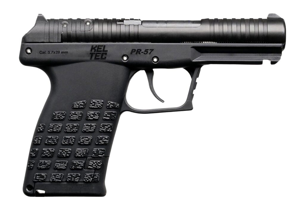 Kel-Tec PR57BLK10 PR-5.7  Compact 5.7x28mm 10+1 4.64″ Stainless Rotary Barrel, Black Oxide Steel Optic Ready/Serrated Slide, Black Polymer Frame w/Accessory Rail, Textured Grip