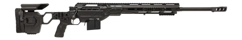 Cadex Inc CDXMCKRKN33827BR30I2D3 CDX-MC Kraken 338 Lapua Mag 5+1 27″ Black DLC Match Grade Threaded Barrel, Black DLC Receiver w/Picatinny Rail, M-LOK Handguard, Black Adjustable Folding Buttstock, Bl