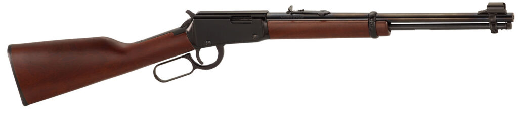 Henry H001Y Lever  Youth 22 Long/22 LR/22 Short 12 LR/16 Short, 16.13″ Blued Round Barrel, Black Steel Receiver, American Walnut Fixed Stock,  Right Hand