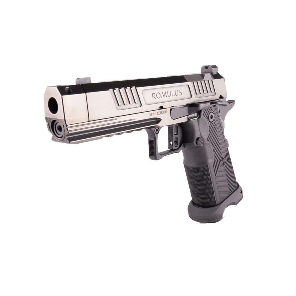 AF1911 Romulus RMSC Comp Handgun 9mm Luger 17 & 20rd Magazines 4.25″ Threaded Comp Barrel Polished DLC Finish