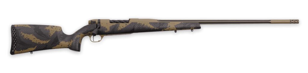 Weatherby MAX01N338LR8B Mark V Apex .338 Lapua Magnum 26″ 7mm PRC 26″ Graphite Black & Tan Cerakote Fluted Threaded Barrel, Tan Cerakote Steel Drilled & Tapped Receiver, Carbon Fiber w/Brown & Tan Spo