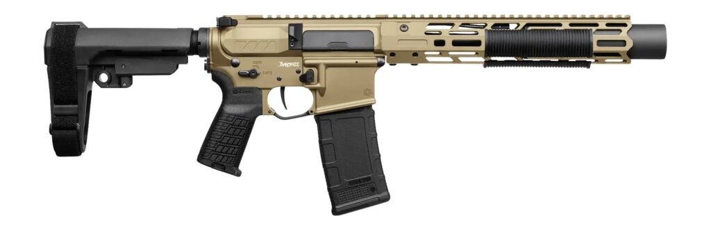 CMMG 30A0ED0-CT Zeroed Banshee Mk4 300 Blackout 30+1 6.50″ Black Nitride Threaded Barrel, Coyote Tan Cerakote Aluminum Receiver w/Picatinny Rail, M-LOK Handguard, Black Polymer CMMG RipBrace, CMMG Zer