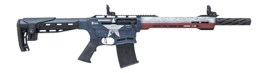 Citadel CBOSS2512-TEX Boss25  12 Gauge 3″ 5+1 18.75″ Threaded Barrel, Texas Flag Steel Receiver w/Picatinny Rail, Adj Comb Synthetic Butt Stock, Picatinny Rail Forend, Polymer Grip