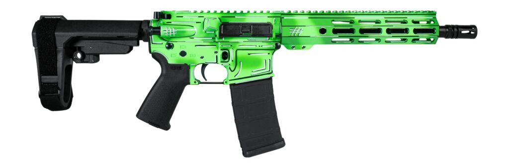 Shark Coast Tactical SCC06247AGRN-P Anime-15 Green 5.56 NATO 30+1 10.50″ Black Nitride Threaded Barrel, Green Cerakote Aluminum Receiver w/Picatinny Rail, M-LOK Handguard, Black Polymer SB Tactical SB