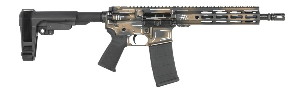 Shark Coast Tactical SCC07060ANBRN-P Anime-15 Bronze 5.56 NATO 30+1 10.50″ Black Nitride Threaded Barrel, Aluminum Receiver w/Picatinny Rail, M-LOK Handguard, Polymer SB Tactical SBA3 Brace, Polymer G