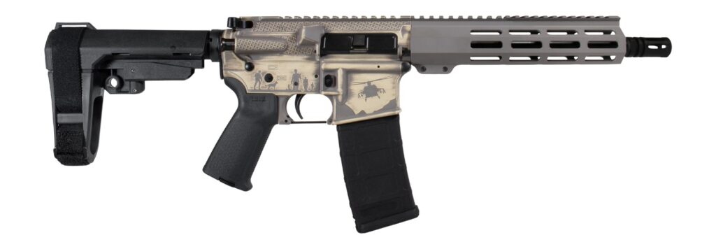 Shark Coast Tactical SCC07428MILFDE-P Military 5.56 NATO 30+1 10.50″ Black Nitride Threaded Barrel, 2-Tone FDE Cerakote Aluminum Receiver w/Picatinny Rail, M-LOK Handguard, Polymer SB Tactical SBA3 Br