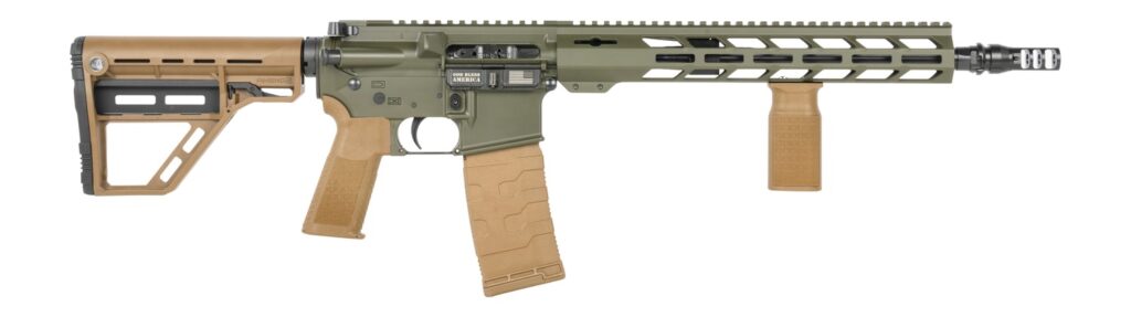 Patriot Ordnance Factory 02549 P-15 Base SMU 300 Blackout 30+1 13.75″ Black Nitride Match Grade Barrel, Olive Drab Cerakote Aluminum Receiver w/Picatinny Rail, M-LOK Handguard, Amend2 Adjustable OD Gr