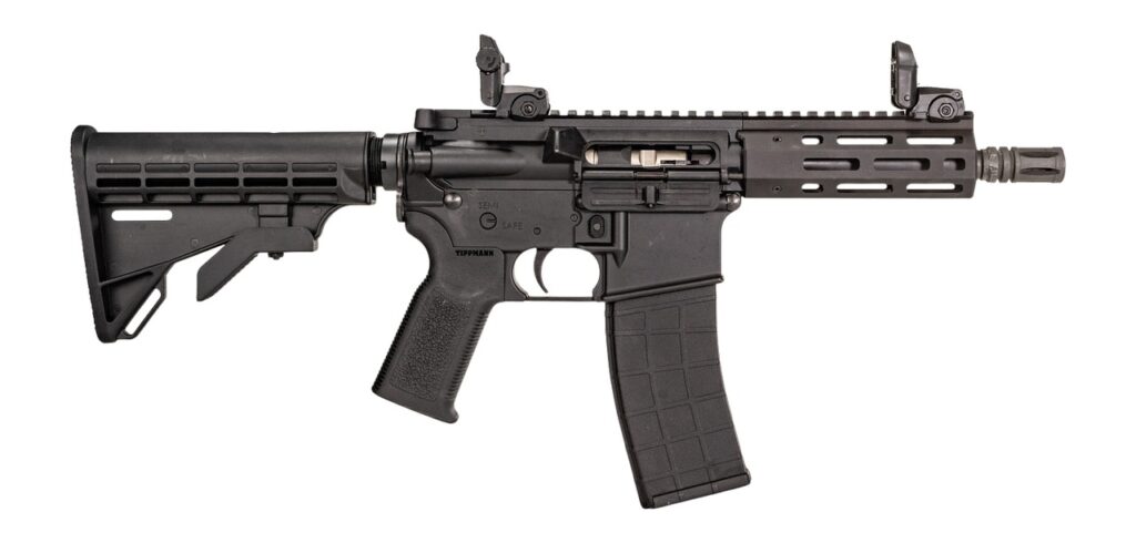 Tippmann Arms A101175 M4-22 Micro Elite SBR 22 LR 25+1 7″ Black Parkerized Threaded Barrel, Matte Black Aluminum Receiver w/Picatinny Rail, M-LOK Handguard, Black Adjustable Polymer Stock, Black Gen2