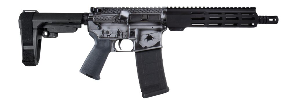 Shark Coast Tactical SCC07435MILGY-P Military 5.56 NATO 30+1 10.50″ Black Nitride Threaded Barrel, Aluminum Receiver w/Picatinny Rail, M-LOK Handguard, Polymer SB Tactical SBA3 Brace, Magpul MOE Grip,