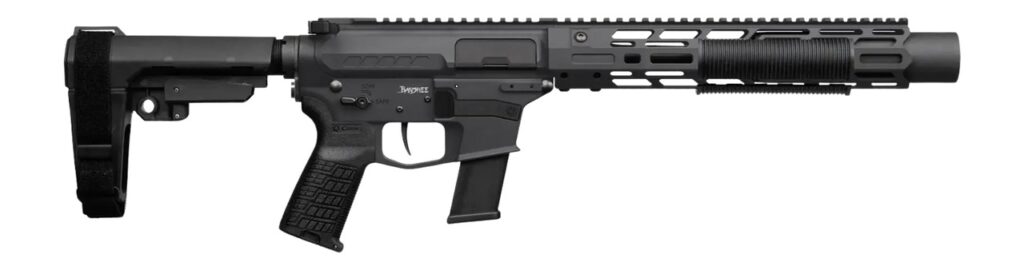 CMMG 45AEA70-AB Zeroed Banshee MkG 45 ACP 13+1 6.50″ Black Nitride Threaded Barrel, Black Armor Cerakote Aluminum Receiver w/Picatinny Rail, M-LOK Handguard, Black Polymer CMMG RipBrace, CMMG Zeroed G