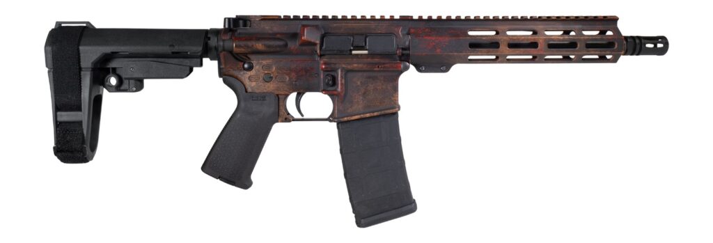 Shark Coast Tactical SCC07275RUST-P Rust 5.56 NATO 30+1 10.50″ Black Nitride Threaded Barrel, Aluminum Receiver w/Picatinny Rail, M-LOK Handguard, Polymer SB Tactical SBA3 Brace, Magpul MOE Grip, Righ