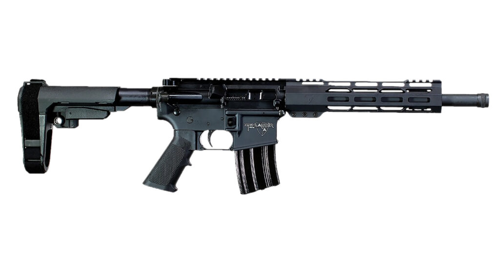 Alexander Arms PHI50ST Highlander  50 Beowulf 7+1 12″ Black Fluted Threaded Barrel, Black Anodized Picatinny Rail Receiver, SB Tactical SBA3 Brace, Black Ergo Grip