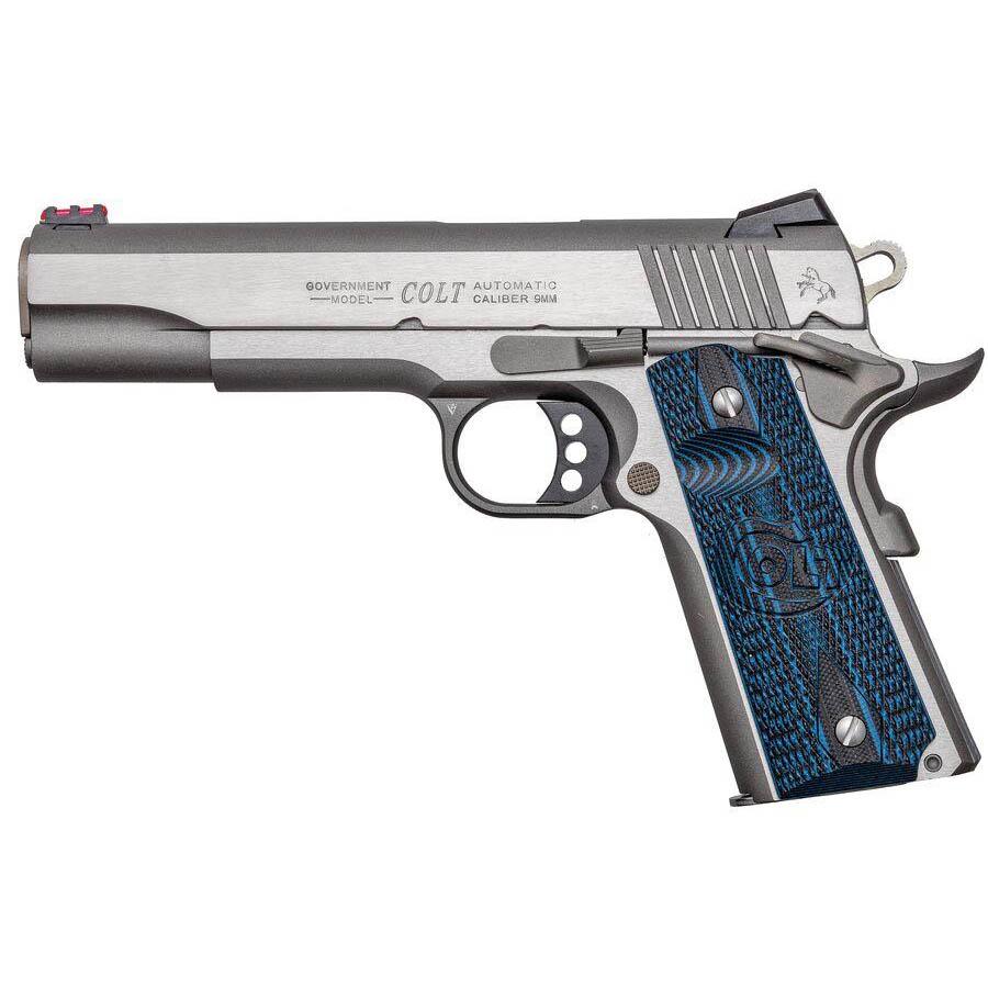 Colt Government Competition Handgun 9mm Luger 9rd Magazine 5″ Barrel Stainless Finish Fiber Sight
