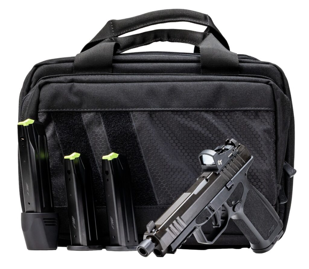 Rost Martin RM1FTBSPL RM1F Tactical Bundle 9mm Luger 24+1 4.50″ Black Threaded Barrel, Black Nitron Steel Serrated w/Optic Slide, Black Polymer Frame w/Picatinny Rail, Interchangeable Backstrap Grip,