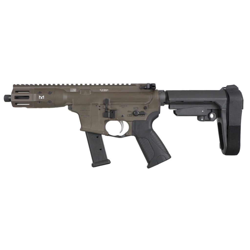 LWRC IC-9 Pistol 9mm Luger 31rd Magazine 5.6” Barrel Patriot Brown w/SBA3 Brace