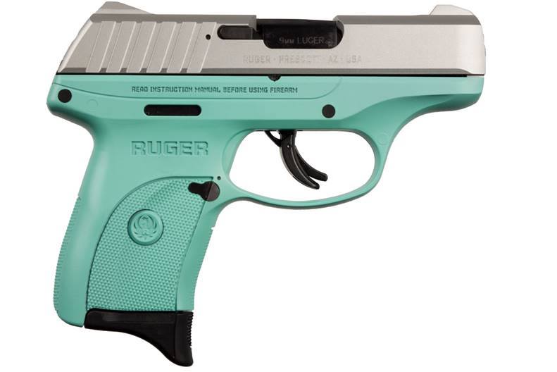 Ruger EC9S 9mm Turquoise Grip Silver Slide 13200