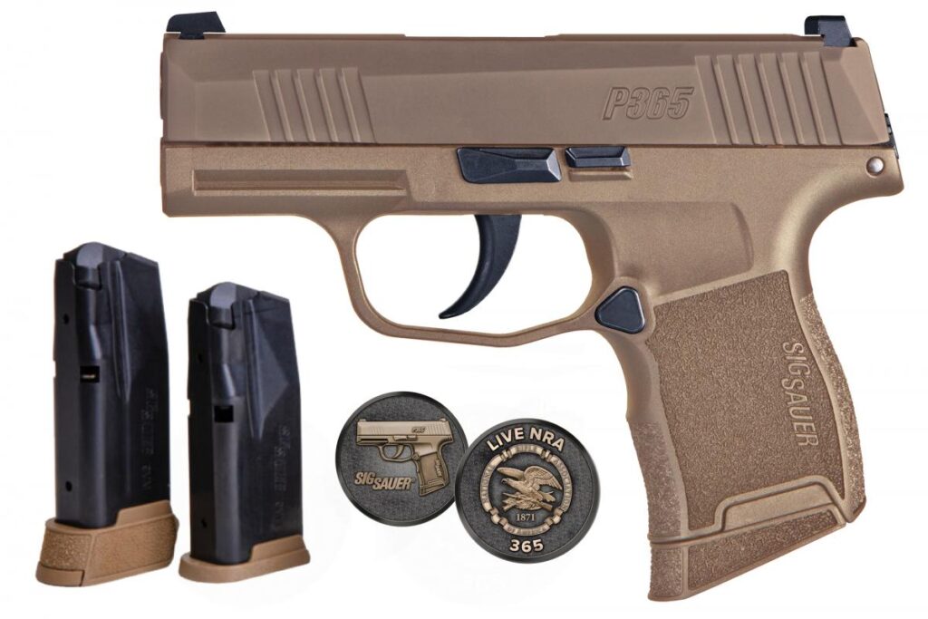 Sig Sauer NRA P365 9mm 3.1″ Coyote Tan 2-10 rd 1-12 rd 365-9-COYXR3-NRA19