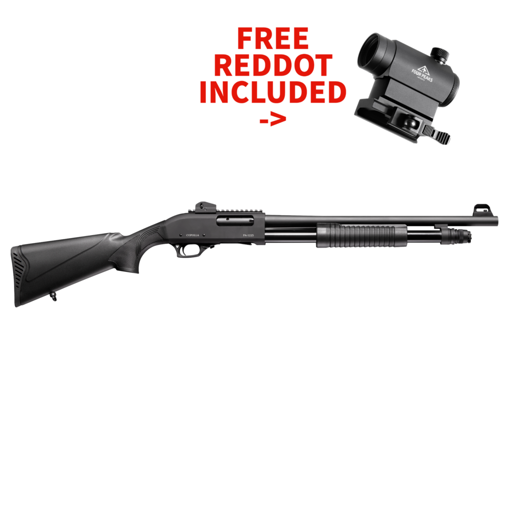 Four Peaks Imports 12000 Copolla PA-1225 Pump Action 12 Gauge 20″ 3″ 5+1 Black Synthetic Stock Right Hand (Full Size) with Optic