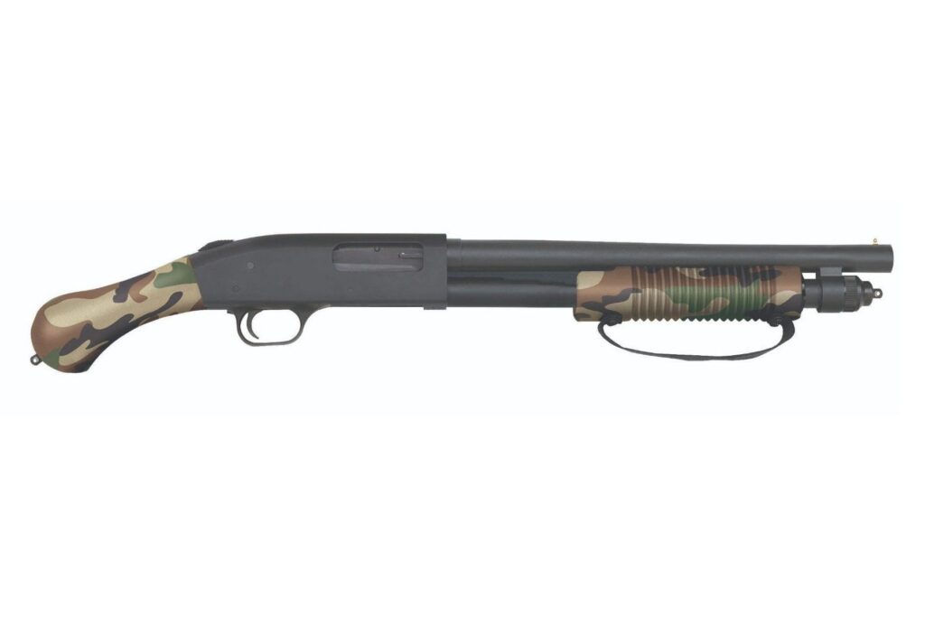 Mossberg 590 Shockwave 12 GA 14″ Barrel 5-Rounds Woodland Camo 50634