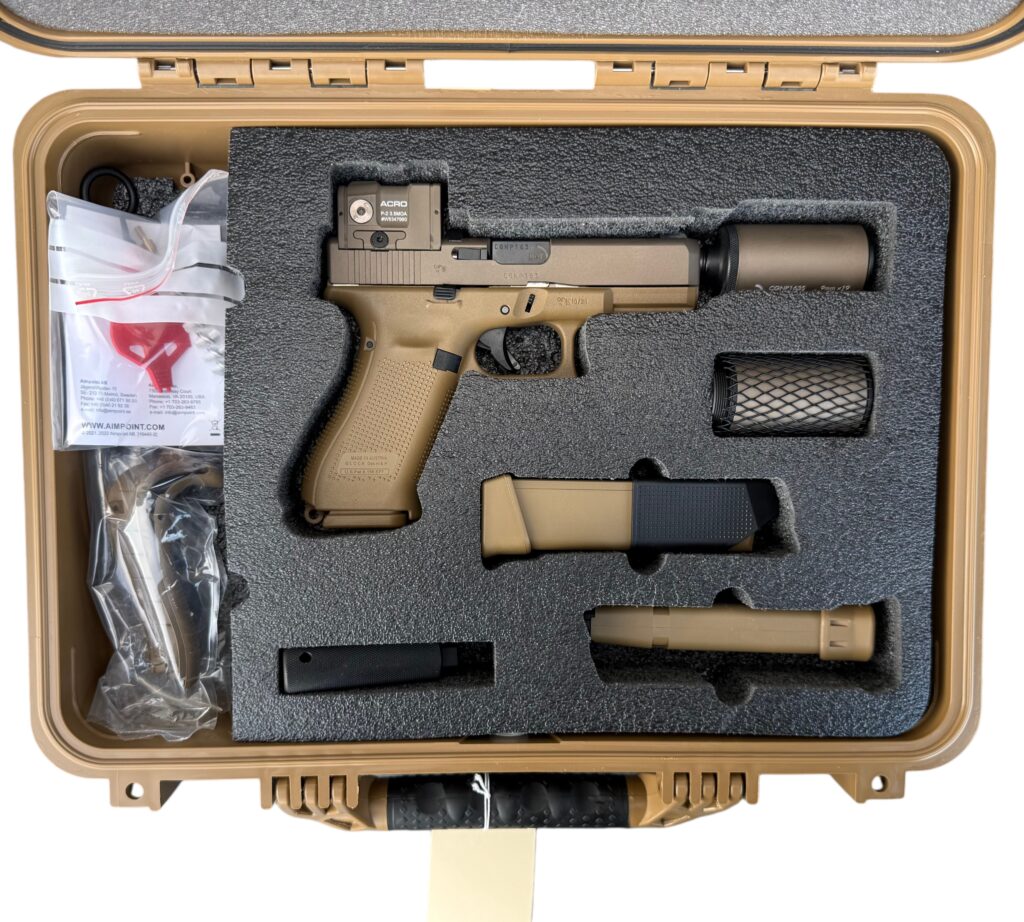 B&T Hush Puppy Glock 19X FDE Kit w/ Acro Red Dot Wipe Silencer / Suppressor