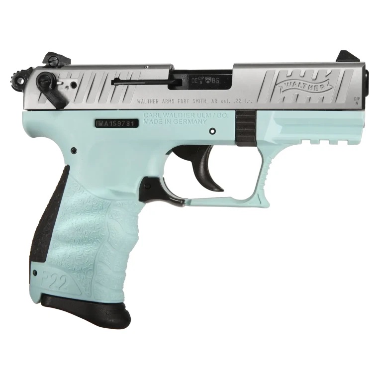 Walther P22Q 22 LR Angel Blue & Silver Slide 10 Round Capacity 5120769