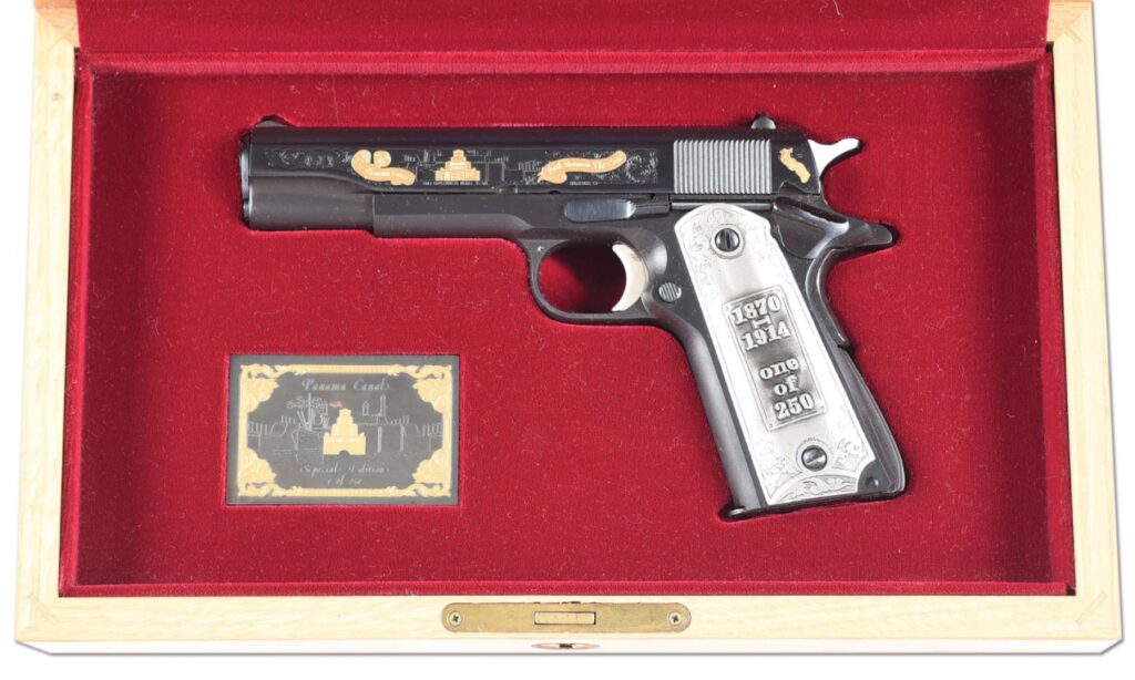 COLT 1911A1 PANAMA CANAL SPECIAL EDITION .45 SEMI AUTOMATIC PISTOL W/ BOX AND CASE (Used) – 84598G70
