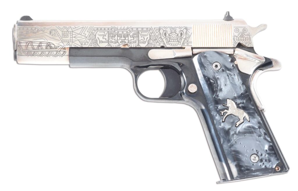 COLT Aztec MEXICAN HERITAGE 1911 SEMI-AUTOMATIC PISTOL WITH FACTORY BOX 38 SUPER (Used) – MHE061