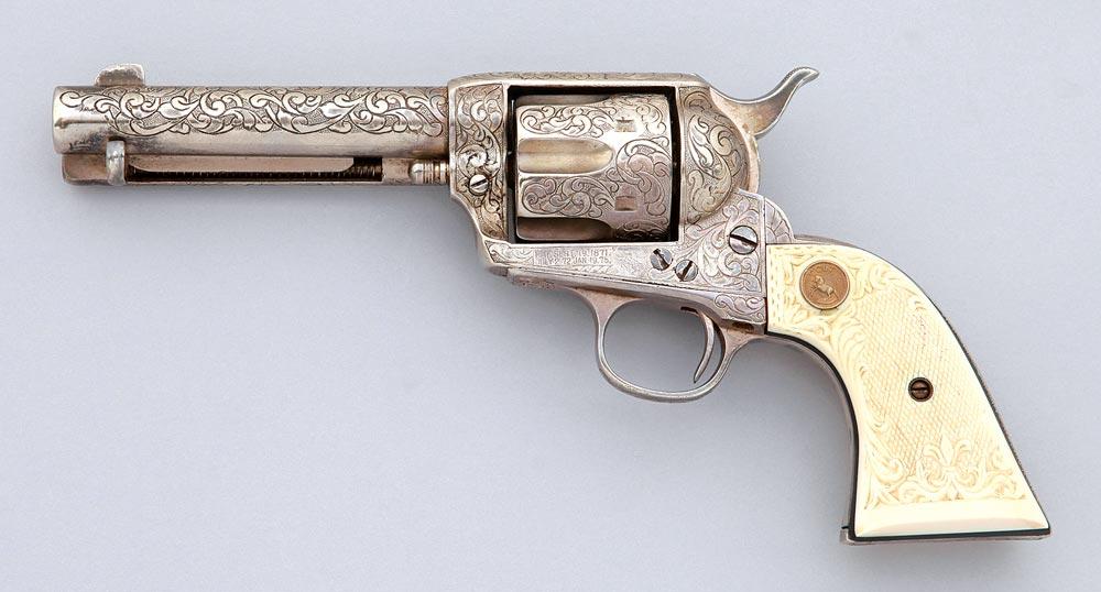 Custom Engraved Colt SAA 45 4.75 1902 Ivory Silver (Used) – 237599