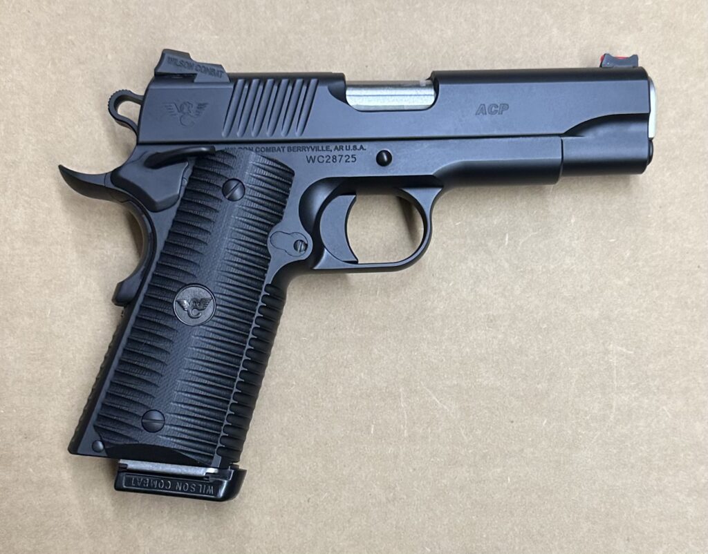 Wilson Combat ACPFS45A ACP Full-Size SAO 45 ACP 5″ 8+1 Black Armor-Tuff Carbon Steel Frame/Slide Black G10 Eagle Claw Grips Ambi Thumb Safety (Used) – WC28725