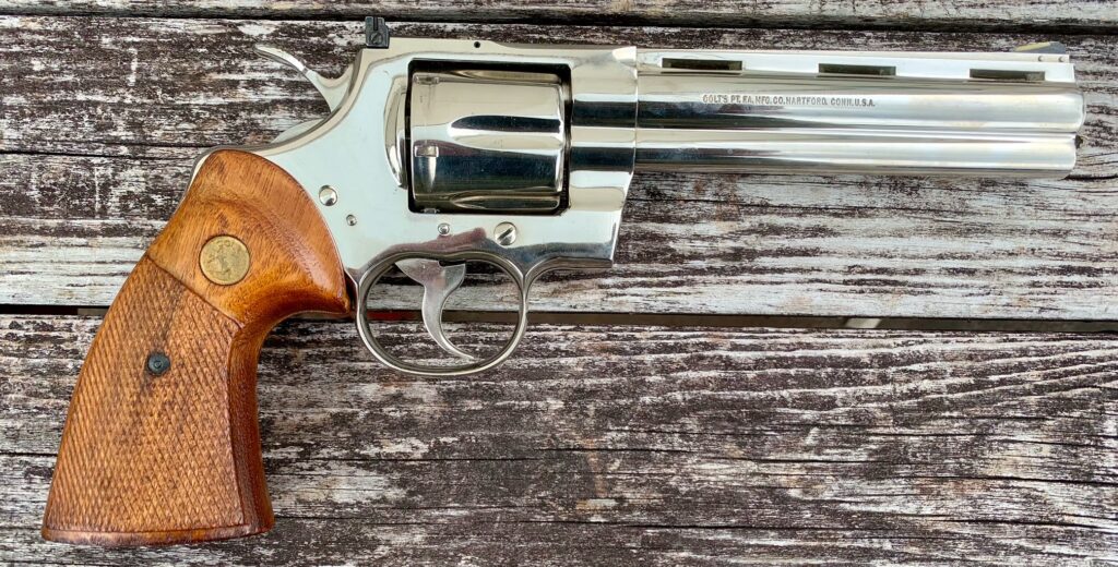 1964 Colt Python .357 Magnum – 2.5″ Blue, Walnut Grips, Original Box, C&R Eligible (Used) – 03237E