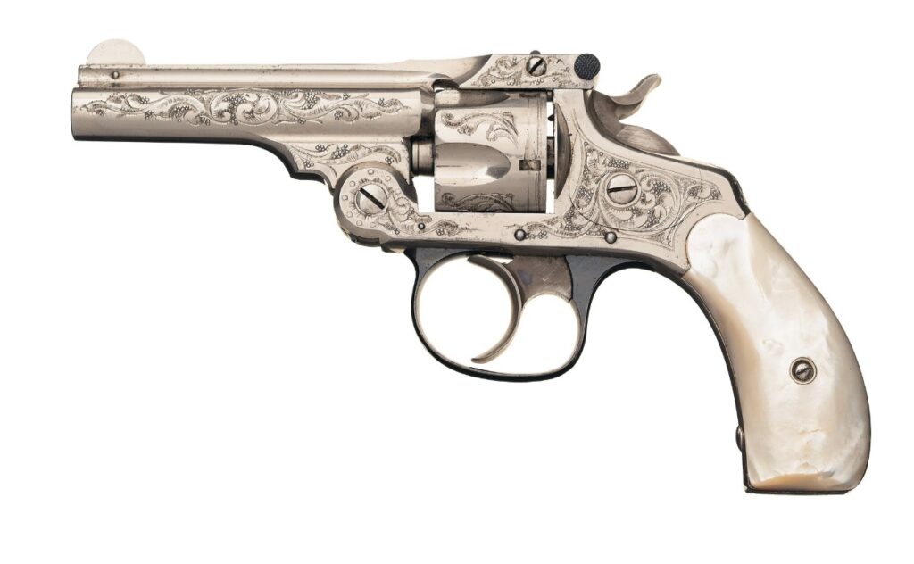 Smith & Wesson 4th Model .32 DA Pearl Grips Case Factory Engraved Nickel C&R (Used) – 175055