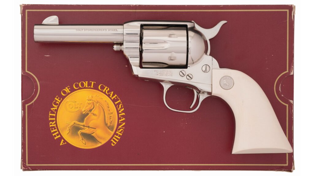 Scarce Colt 3rd Gen Storekeeper’s Model Single Action Army .45 LC – 4″ Nickel Finish SAA (Used) – SA70995